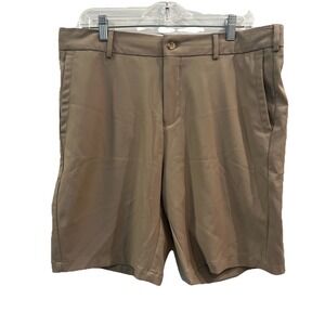 Magaschoni Men's Tan Flat Front Shorts Size 34 Golf Classic Preppy Vacation